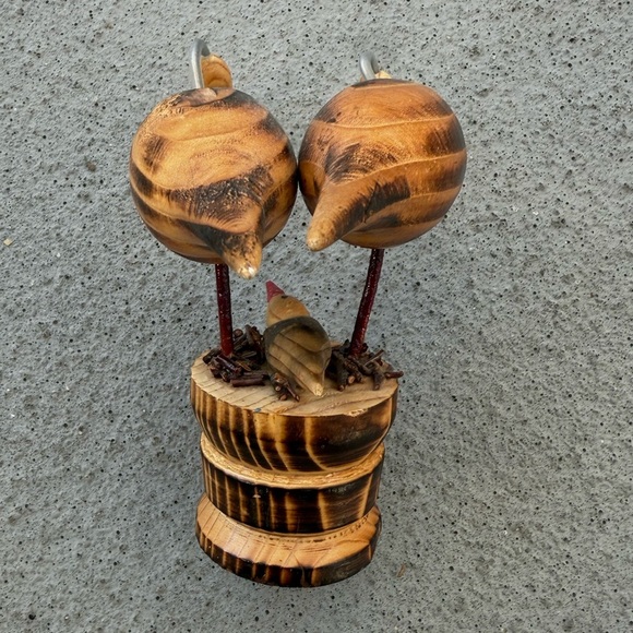 Mid Century Style Crane Family Hand Crafted Wooden Cryptomeria Birds - Picture 2 of 7